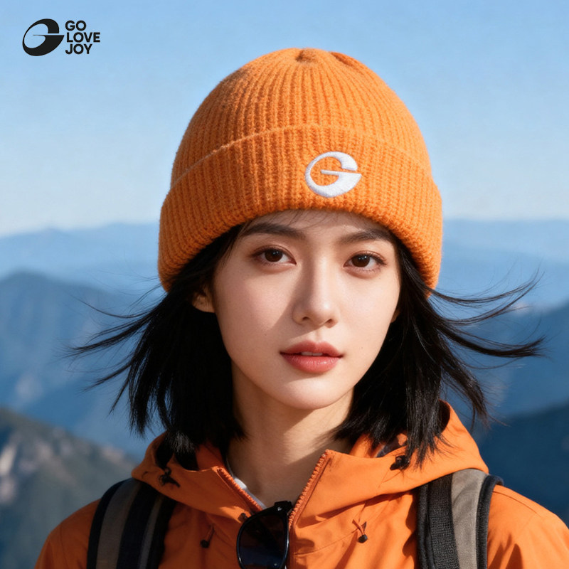 高乐捷帽子秋冬女针织毛线帽男款防寒防风保暖毛线冷帽大头围红色