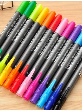 韩国慕那美monami进口双头粗细水性中性笔学习办公阅读荧光色划线涂色勾线思维导图Prism 402