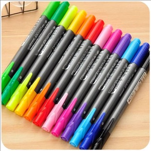 韩国慕那美monami进口双头粗细水性中性笔学习办公阅读荧光色划线涂色勾线思维导图Prism 402