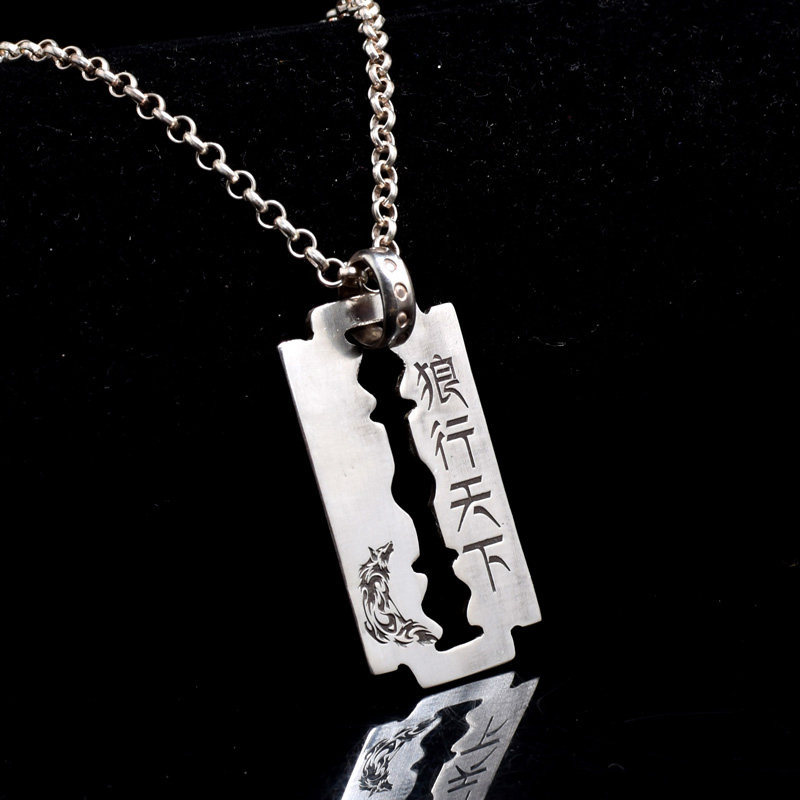原创手工纯银刀片吊坠男士潮牌个性嘻哈简约项坠定制,饰品/流行首饰/时尚饰品新,银饰吊坠,淘宝优惠券,粉丝福利购,淘宝优惠卷