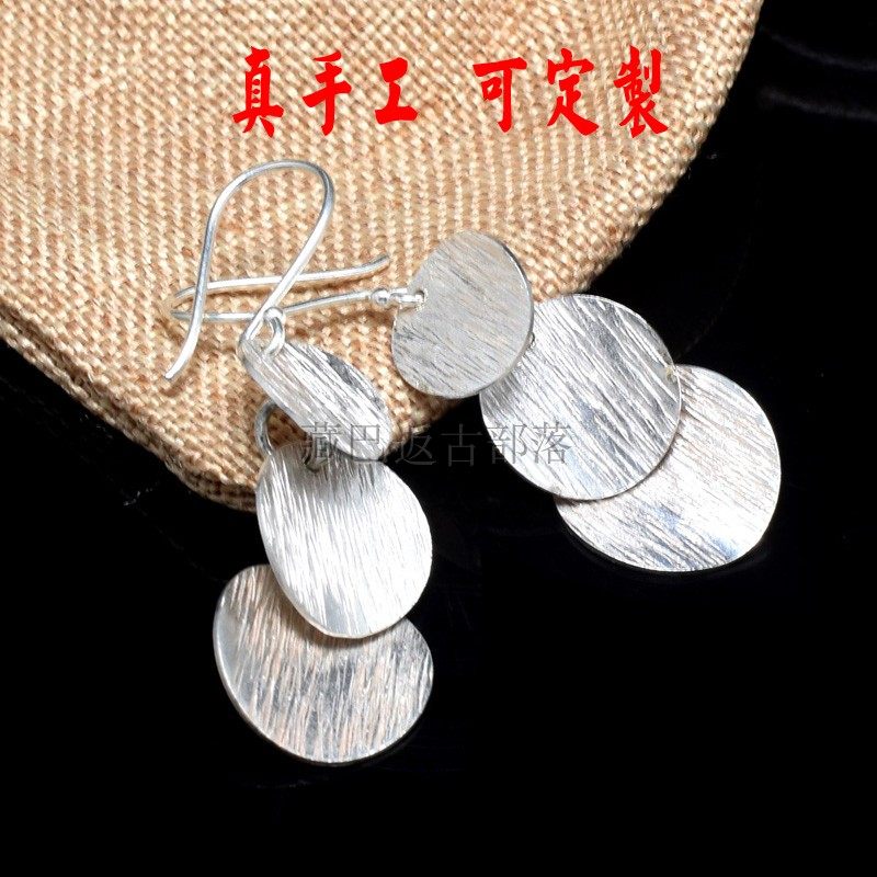 手工定制银耳环女士敲面亮片夸张耳环复古西藏民族个性银耳坠,饰品/流行首饰/时尚饰品新,银饰耳饰,淘宝优惠券,粉丝福利购,淘宝优惠卷