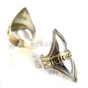 藏饰戒指男女复古百搭个性食指开口戒手工白铜戒指