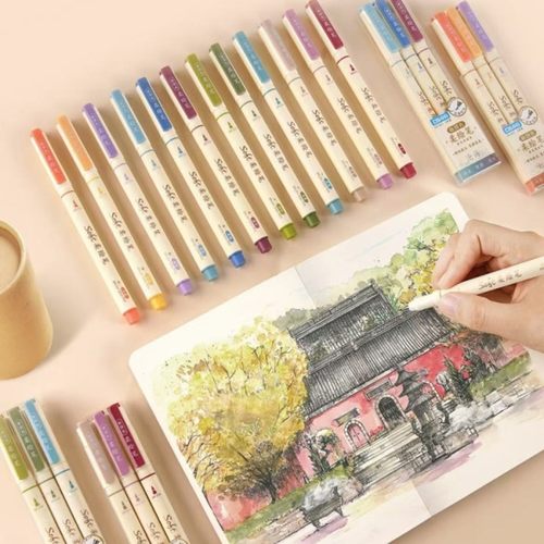 点石柔绘笔软头秀丽笔学生手账绘画水彩笔书法美术勾线笔DS-827