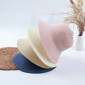 儿童草帽批发diy材料手工帽胚遮阳防晒帽子团建活动小檐编织盆帽