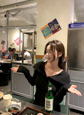 GYOKUU 【神户月光】2025aw 黑色连帽针织打底衫