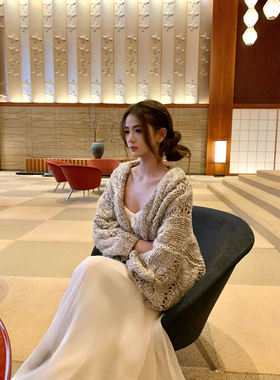 GYOKUU【高智老钱】燕麦色纯手工棒针毛衣