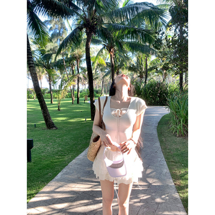 白色蕾丝弹力针织修身 2025ss 上衣 白月光 GYOKUU