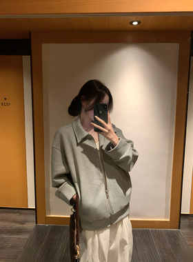 GYOKUU【不费力舒适】灰色空气层复合加厚宽松卫衣外套