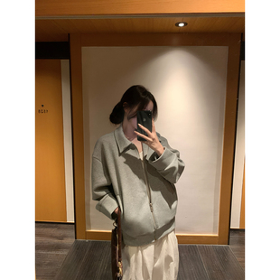 灰色空气层复合加厚宽松卫衣外套 2025aw GYOKUU 不费力舒适