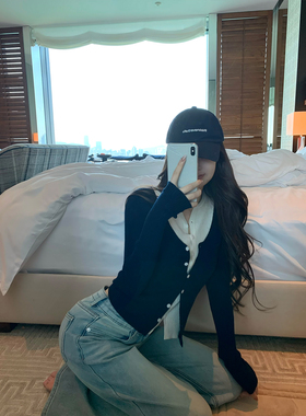 GYOKUU 【撞色美学】2026ss 羊毛混纺假两件针织毛衣