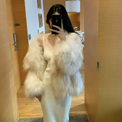 GYOKUU 慵懒冬季貉子毛皮草外套