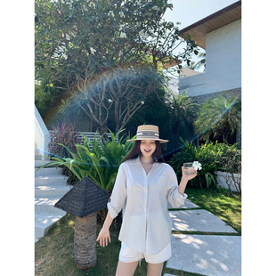 白色条纹棉麻衬衫 2026ss 挚爱衬衫 GYOKUU