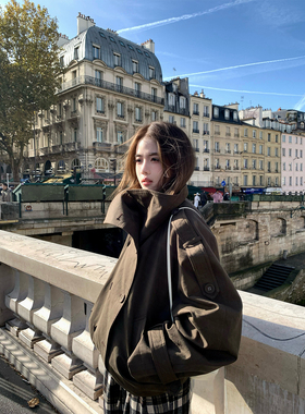 GYOKUU 【柏林的雾】咖绿色廓形Ac*e宽松夹克外套