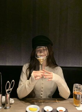 GYOKUU 【奶乖coco】2025aw 100%绵羊毛单排扣小圆领打底衫