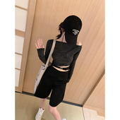 短裤 GYOKUU 3折 黑色两穿高腰休闲阔腿五分裤