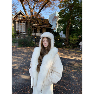 可拆卸白狐狸毛领纯棉牛仔羽绒外套 2025aw GYOKUU 雪国环游