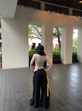 GYOKUU【自留神裤】2026ss 黑色100%亚麻宽松阔腿裤