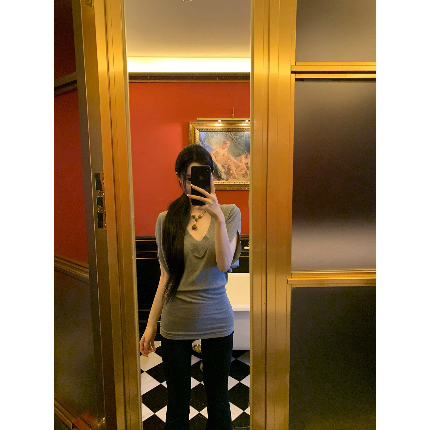 GYOKUU 2025ss 黑色运动休闲瑜伽外穿微喇长裤