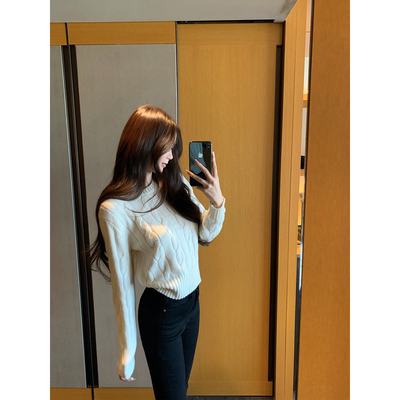 GYOKUU 【奶气拉夫】2025aw 奶白色麻花纹理套头毛衣