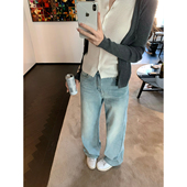 GYOKUU 蓝色四面弹直筒牛仔裤 报恩神裤 2026ss