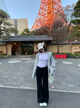 GYOKUU 黑色基础百搭直筒牛仔裤