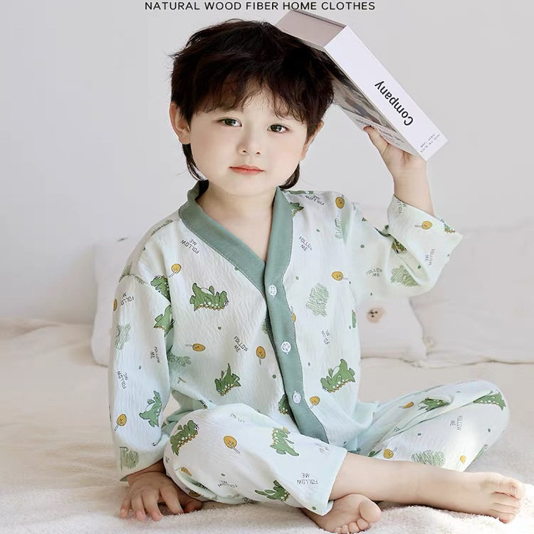 夏季儿童云朵棉睡衣男童男孩薄款家居服小女孩柔软空调服套装新款