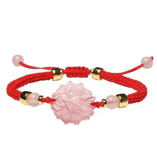 粉水晶小狐狸手链红绳编织手绳芙蓉石九尾狐招桃花粉晶手串女饰品