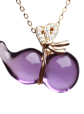 天然紫水晶小葫芦纯银吊坠送女友