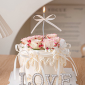 珍珠love2.14情人节蛋糕装 饰摆件唯美幻彩蝴蝶情侣表白甜品插件