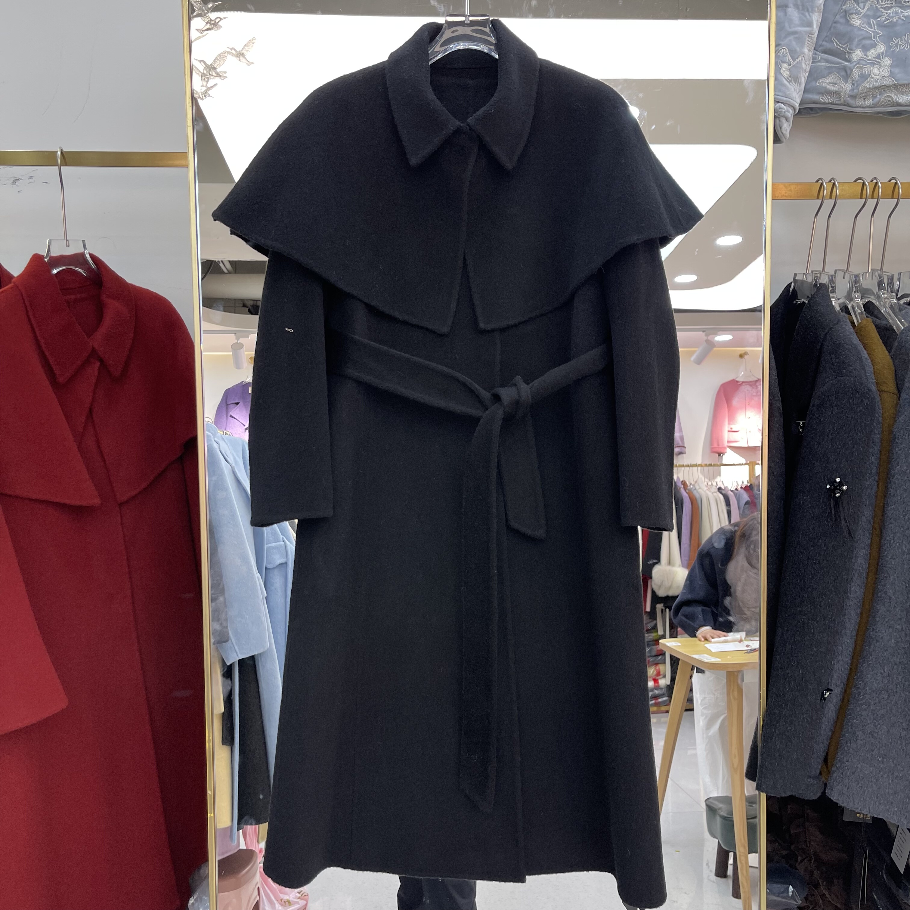 斗篷披肩羊毛呢外套2025冬季新款韩版时尚女中长款双面羊绒大衣