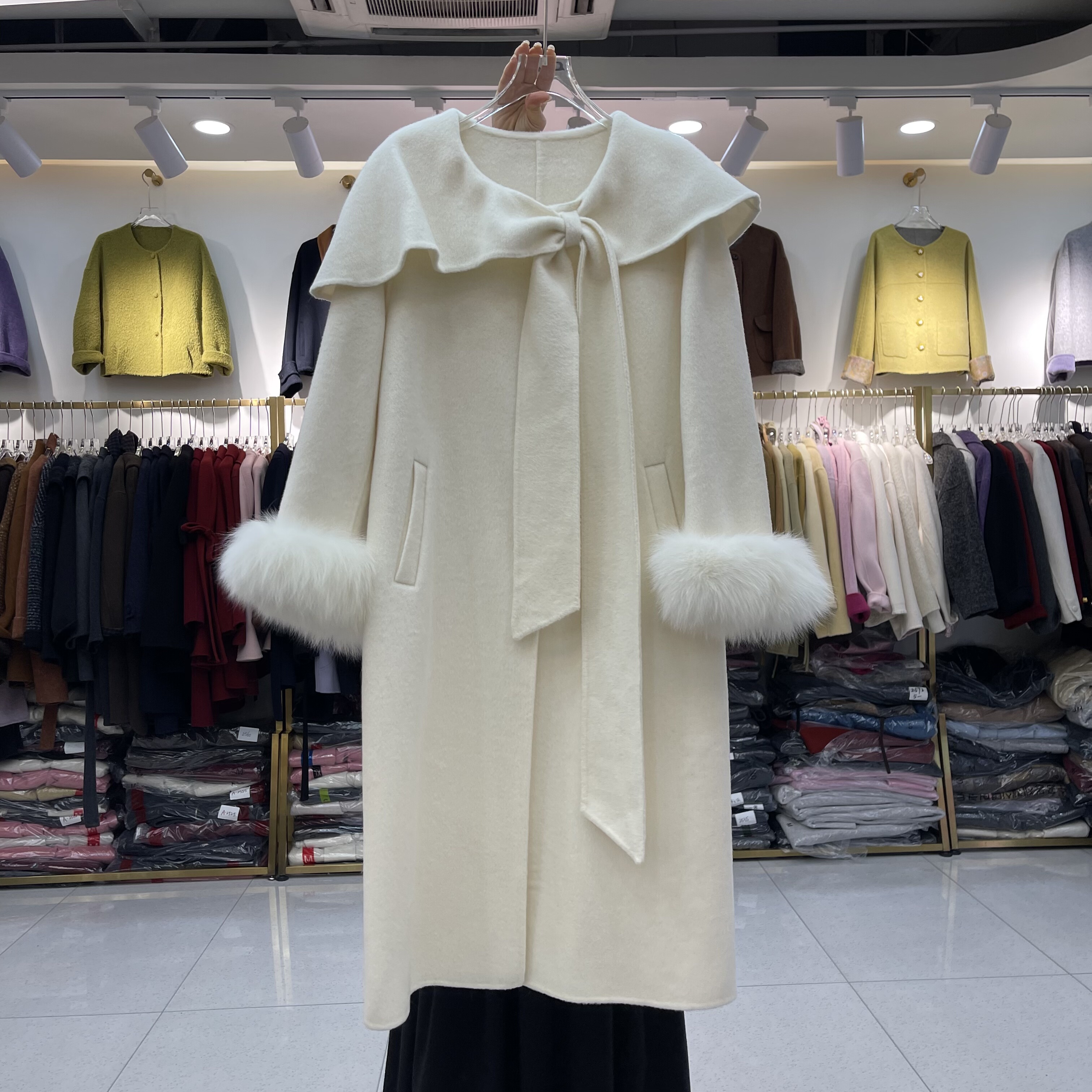 披肩双面羊绒大衣2025冬季新款韩版时尚气质中长款羊毛呢外套