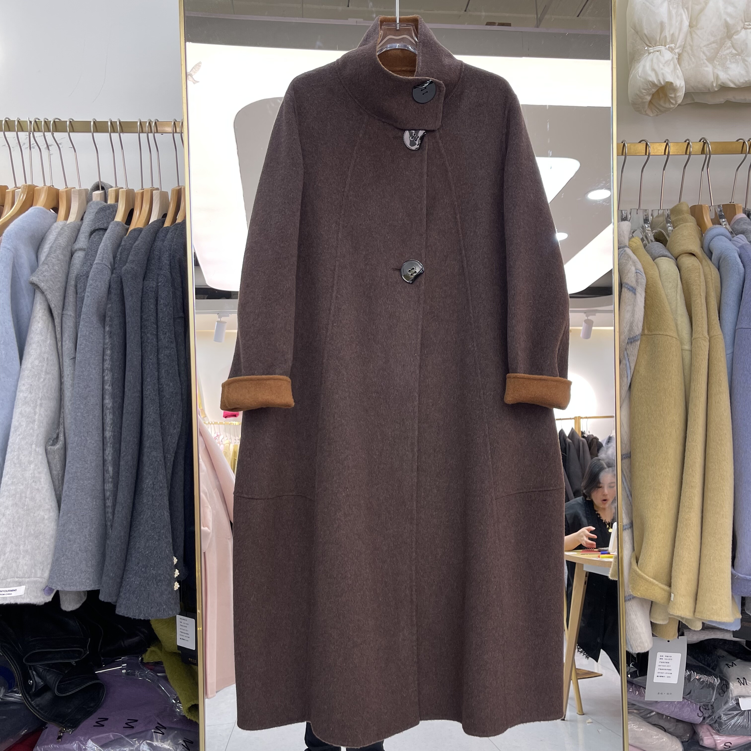 立领宽松双面羊绒大衣2025冬季新款韩版时尚气质中长款羊毛呢外套