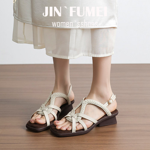 韩版罗马风一字带凉鞋女夏季新款