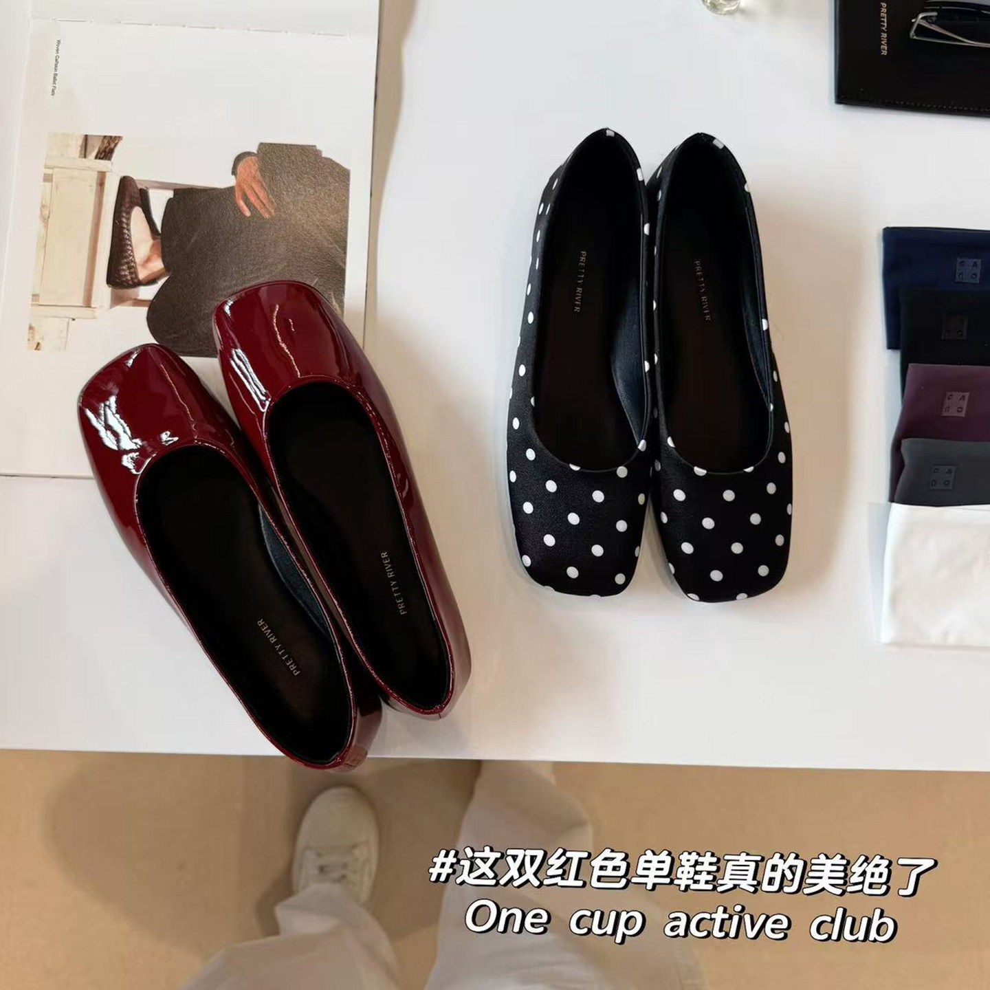 羊皮~法式复古风波点浅口单鞋女百搭玛丽珍芭蕾舞鞋平底通勤方头
