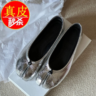 羊皮版~真皮厚底分趾鞋女粗跟玛丽珍单鞋女猪蹄鞋坡跟软底小皮鞋