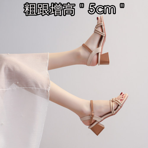 一字带凉鞋夏季新款外穿粗跟气质