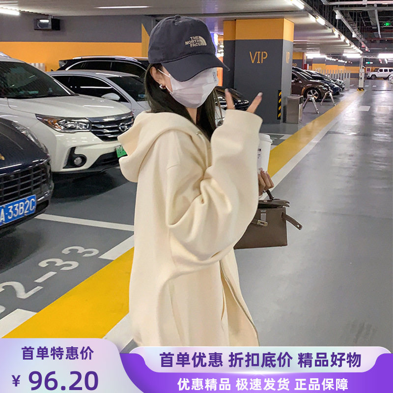 连帽卫衣加绒加厚外套慵懒风宽松