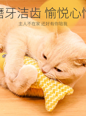 跨境仿真鱼新款磨牙棒猫猫逗猫毛绒猫咪自嗨玩具解闷宠物用品玩具