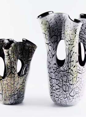 现代简约不规则镂空裂变琉璃花瓶酒店样板间创意艺术家居装饰摆件