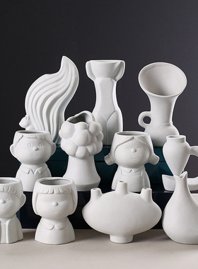 陶瓷白色花瓶摆件现代简约创意客厅家居软装饰品大小插花花器批发