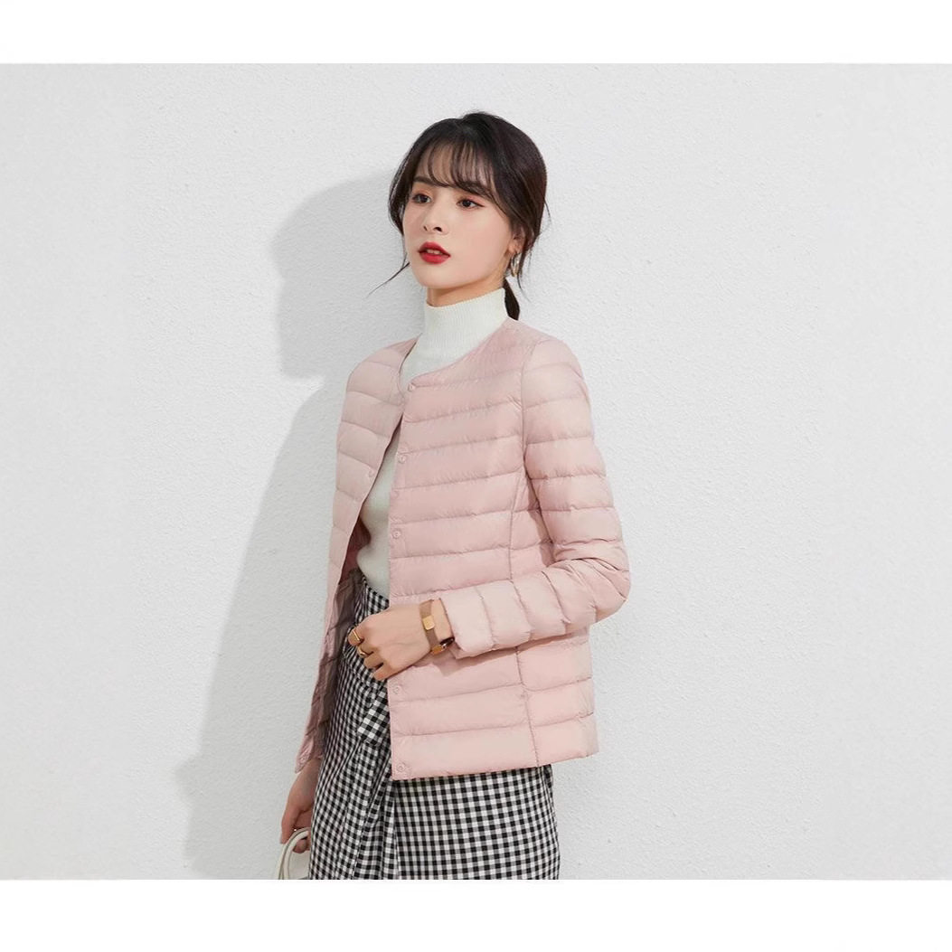 50绒女内胆轻薄羽绒服女外穿V领变圆领可变时尚薄款轻便大码白鸭