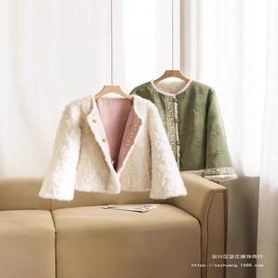 瑟庄新中式 减龄加绒外套 国风加绒加厚双面穿加绒外套复古唐装