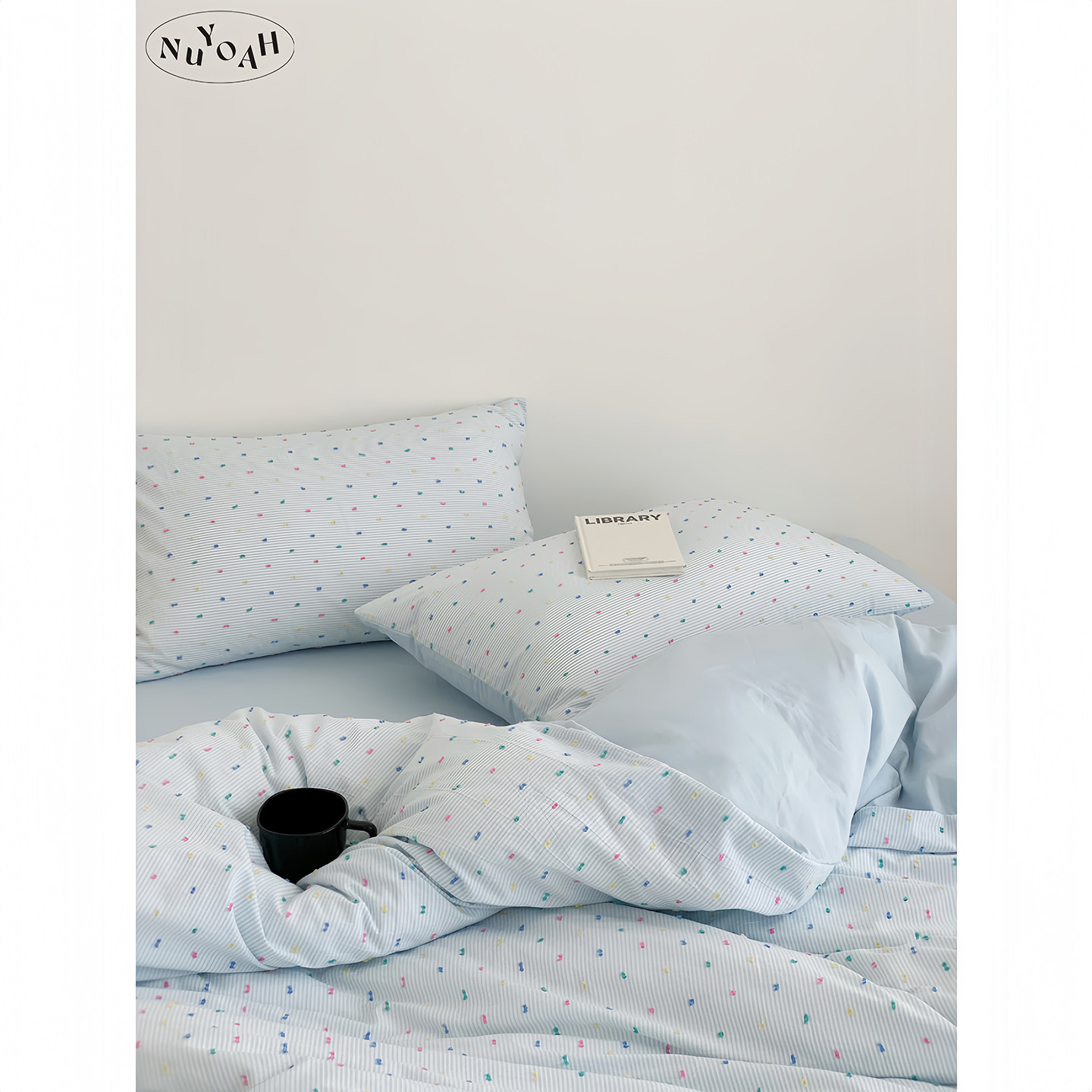 Nuyoah studio 柔光假日 小众肌理剪花水洗提花条纹床品四件套