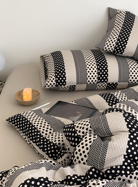 Nuyoah studio 波点艺术家 复古ins纯棉针织棉四件套天竺棉床单