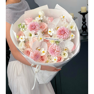 杭州鲜花同城速递玫瑰花郁金香混搭花束生日订花店当日送上门女友