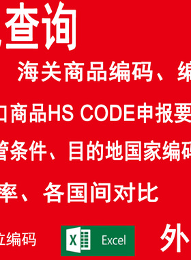 HS编码代查询进出口商品货物海关编码国际关税费HSCODE归类贸易号