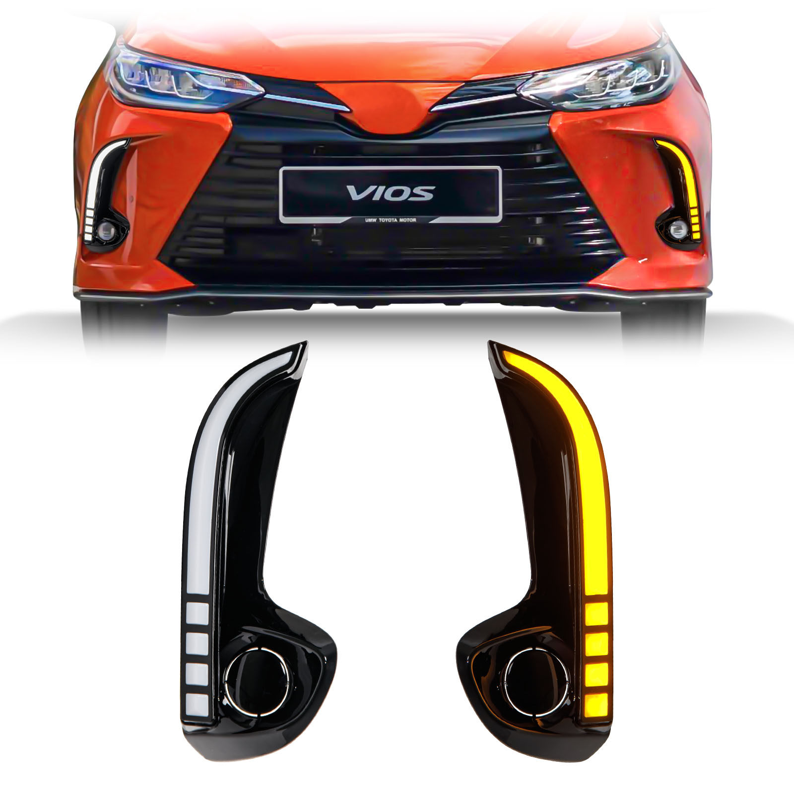 适用于丰田威驰2019-2022 VIOS 日行灯改装三色黄色蓝色白色