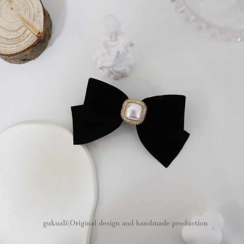 gukuali日韩黑色珍珠高级蝴蝶结