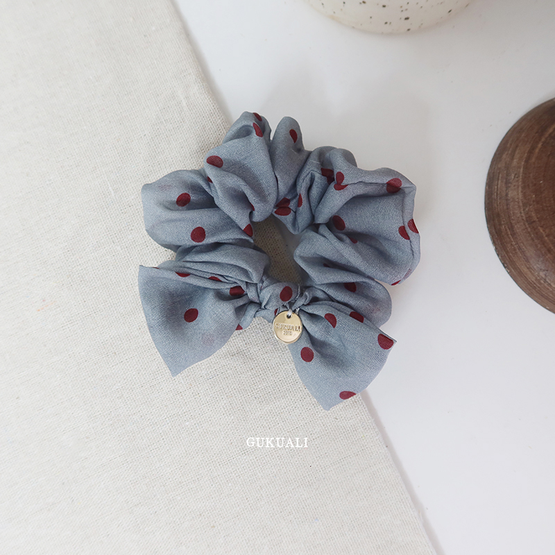 GUKUALI 2025新款波点大肠发圈简约百搭后脑勺扎头发发绳发饰头饰
