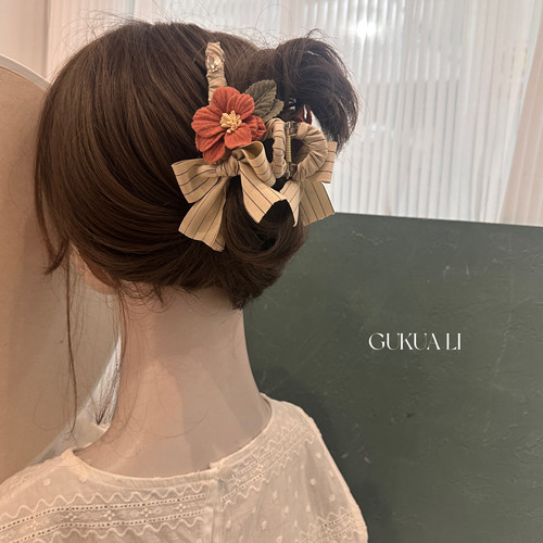 GUKUALI花朵蝴蝶结发夹气质百搭